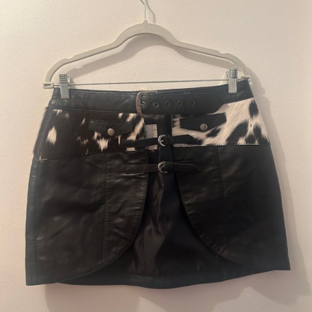 Free People x Understated Leather Black Leather Cow Wild Side Skirt Belt NEW